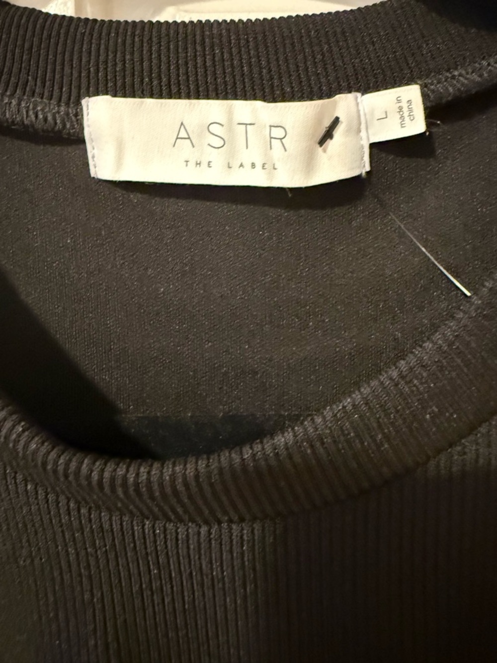 ASTR Black Ribbed cinch waist top - Picture 2 of 5